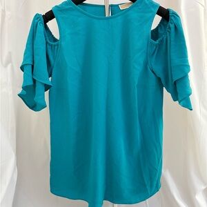 Teal Cold Shoulder Women's Top